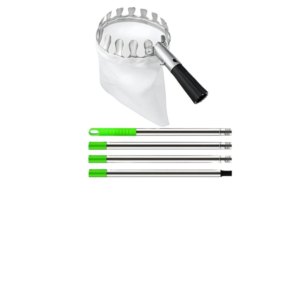 Stainless steel splicing rod fruit-picking device with 1.6m reach for harvesting apples and other fruit