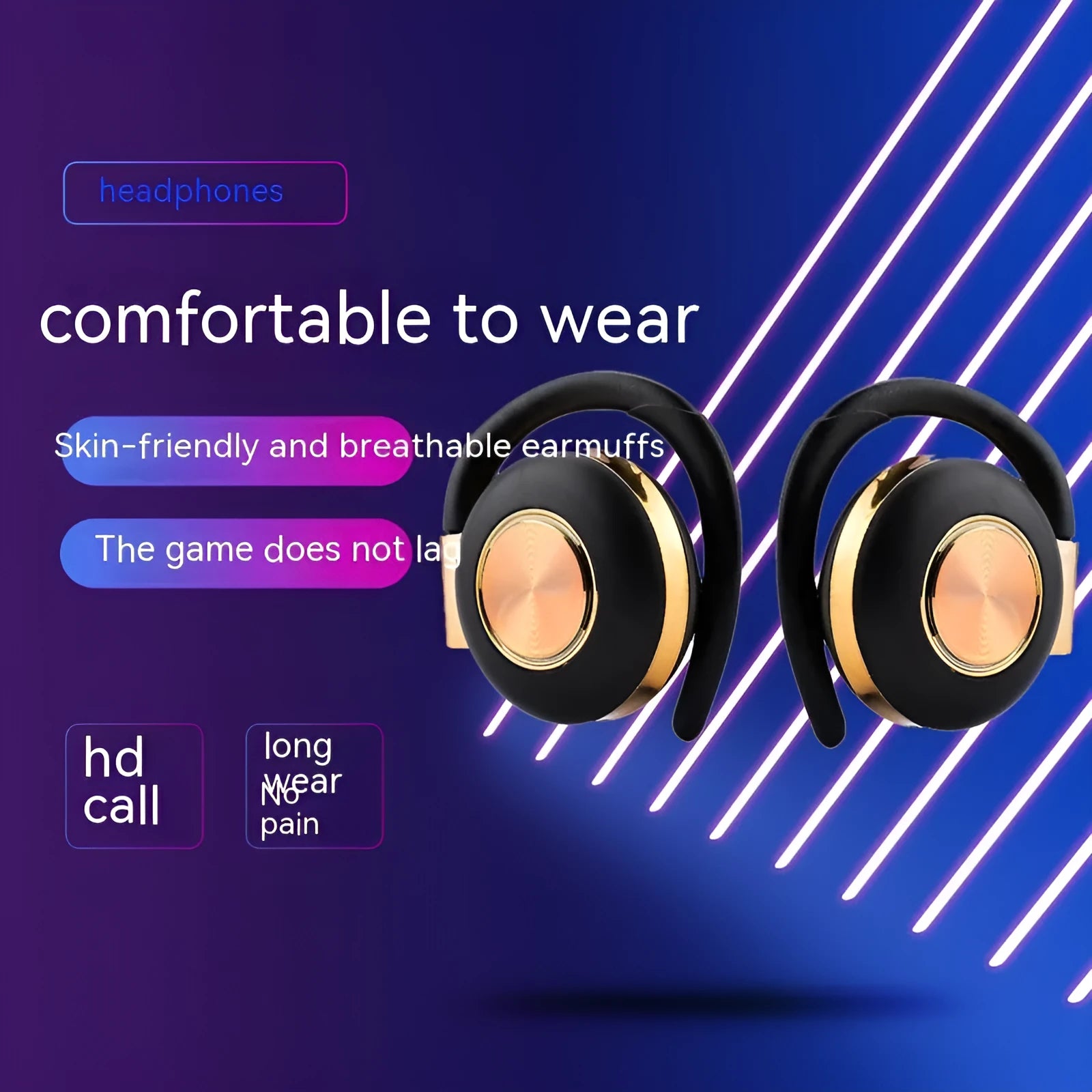 Plastic wireless Bluetooth headset ear-mounted in silver with stereo call and music support