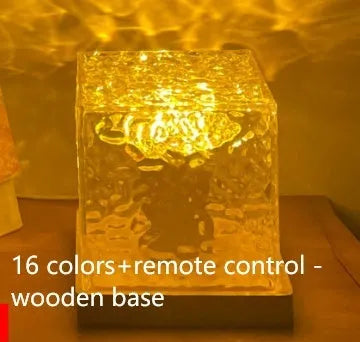 Remote control water ripple LED table lamp with USB cable and crystal projection element