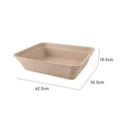Brown disposable biodegradable cat litter box shown in one of three available sizes.
