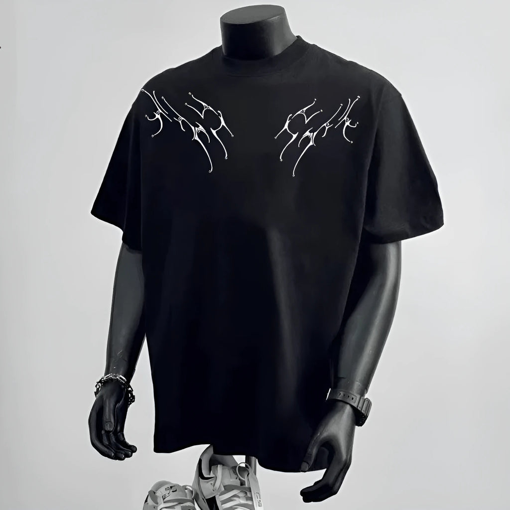 Men's loose fit short sleeve cotton t-shirt in black or white for business commute wear