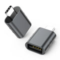 USB-C to USB-A adapter in metallic finish for data transfer and charging