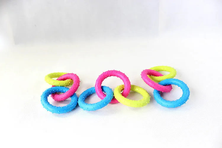 Three-chain rubber dog molar chew toy for aggressive chewers