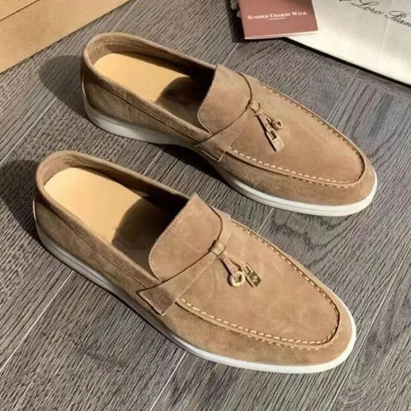 Black high-top slip-on loafers with a round toe and visible sewing line detail on the artificial PU upper.