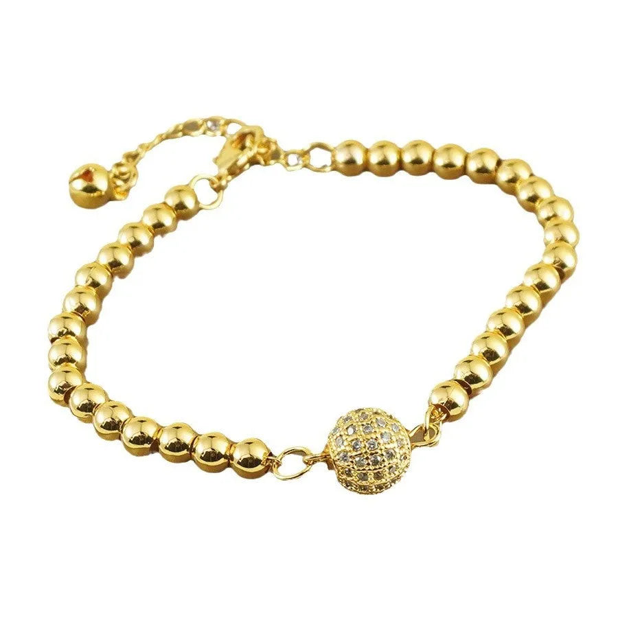 Arabic style heart-shaped copper bracelet for women with a single zircon stone.