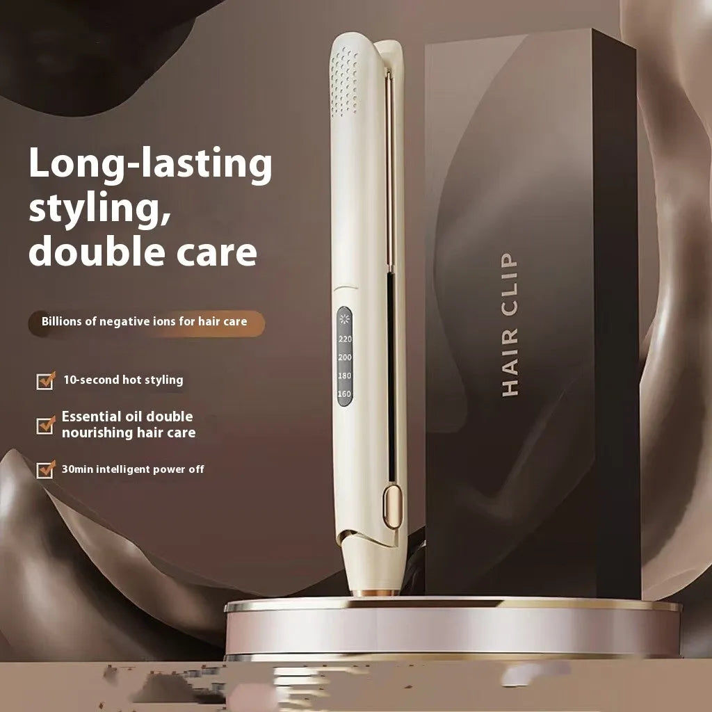 LCD screen hair straightener with temperature control in almond white, black, or green colours