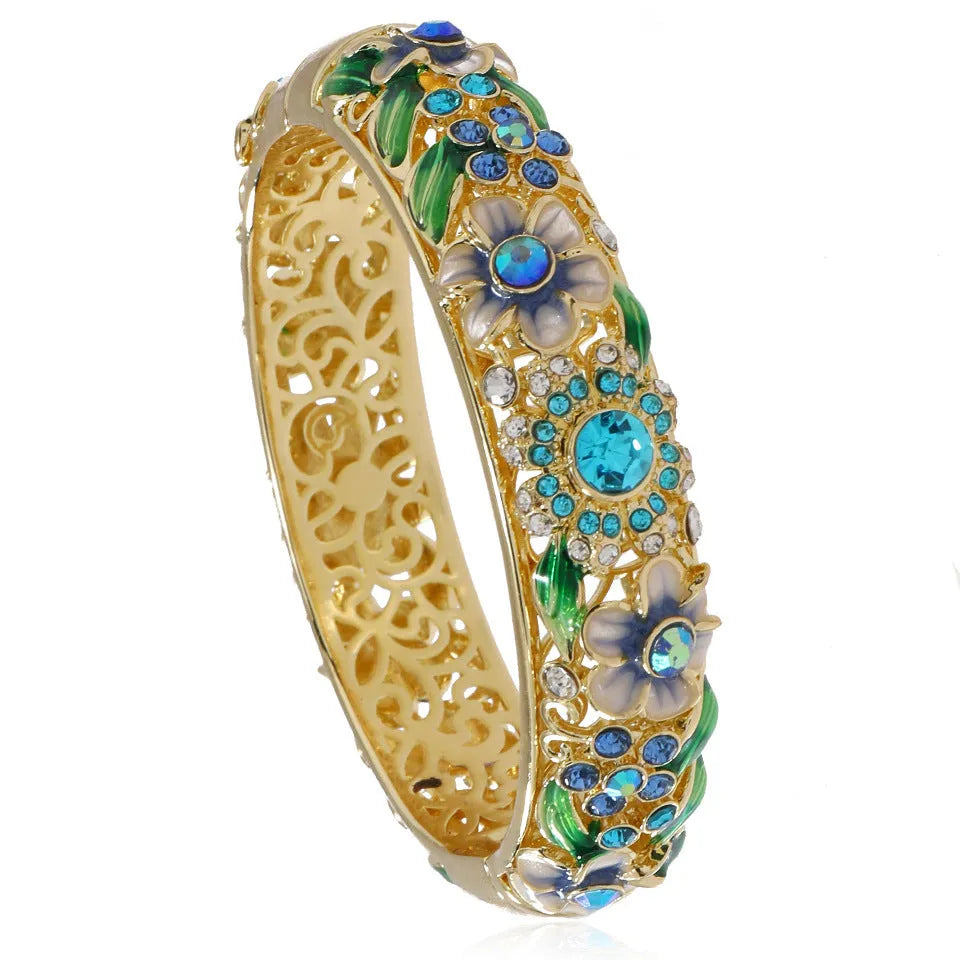 Woven vintage hollow bracelet in copper alloy with auspicious pattern, ethnic style, available in red