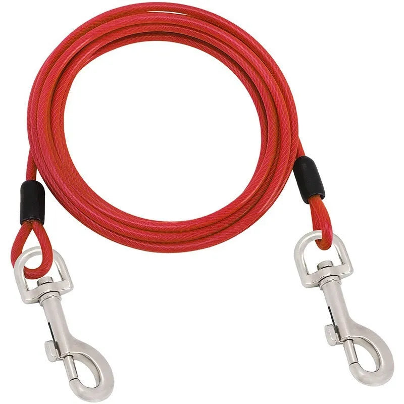 Dog hand holding rope leash with martin buckle in multiple colours and lengths with steel wire core