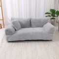 Rabbit plush dog sofa nest in khaki, dark grey or light grey, six sizes from S to XXL