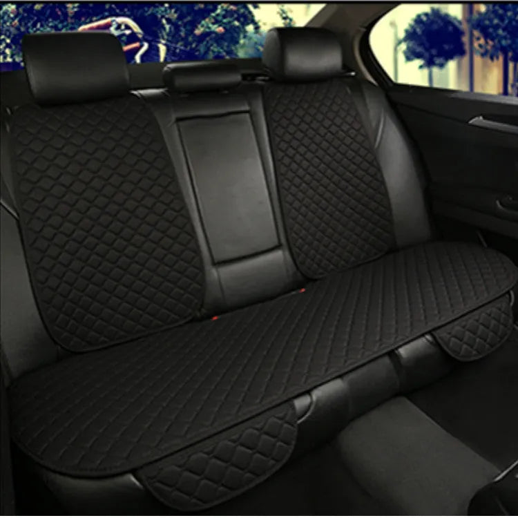 Linen car seat cushion showing universal fit design available in six colour variations