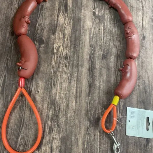 Brown sausage-design hand holding rope for cats, total length 108cm with grip tape