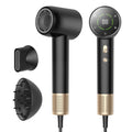 Black gold high-power hair dryer with high-speed screen display and multiple fan speed settings