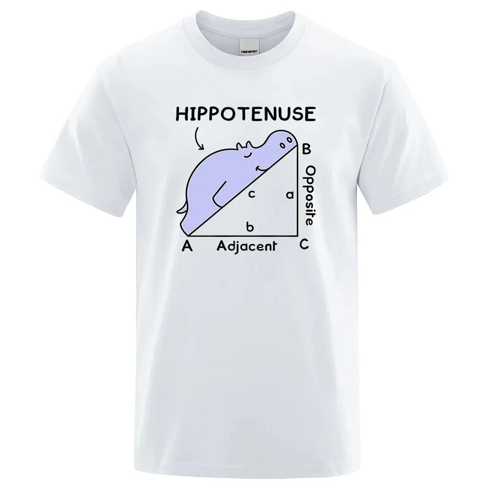 Cotton t-shirt with humorous Hippotenuse Opposite Adjacent printed design in loose fit style