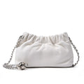 Genuine cowhide leather women's crossbody bag with chain shoulder strap in dumpling shape