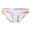 Women's transparent mesh briefs in multiple colours on a white background.