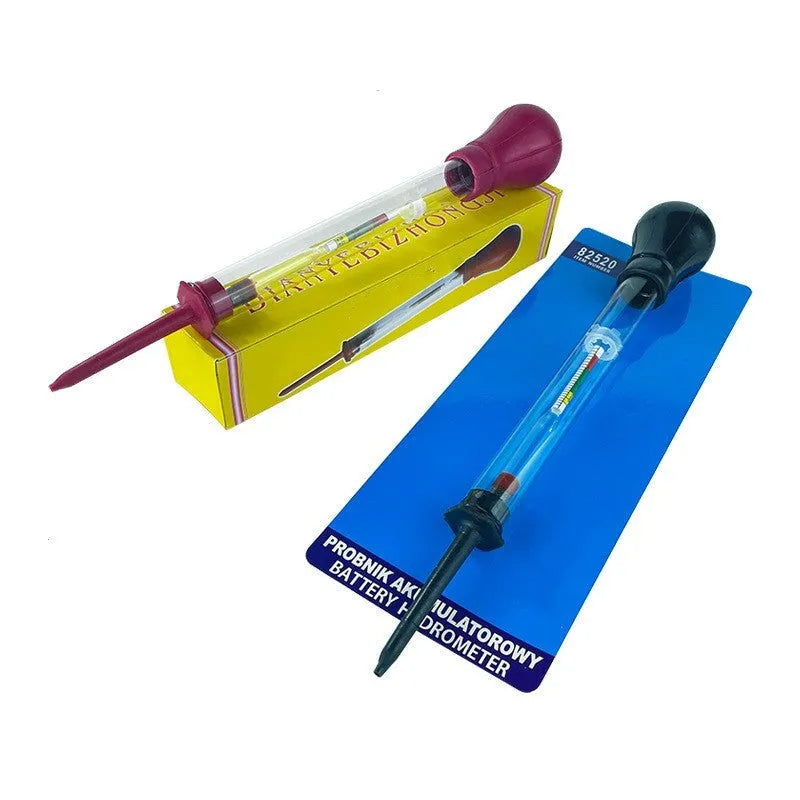 Glass electrohydraulic hydrometer for battery electrolyte density testing with suction mechanism