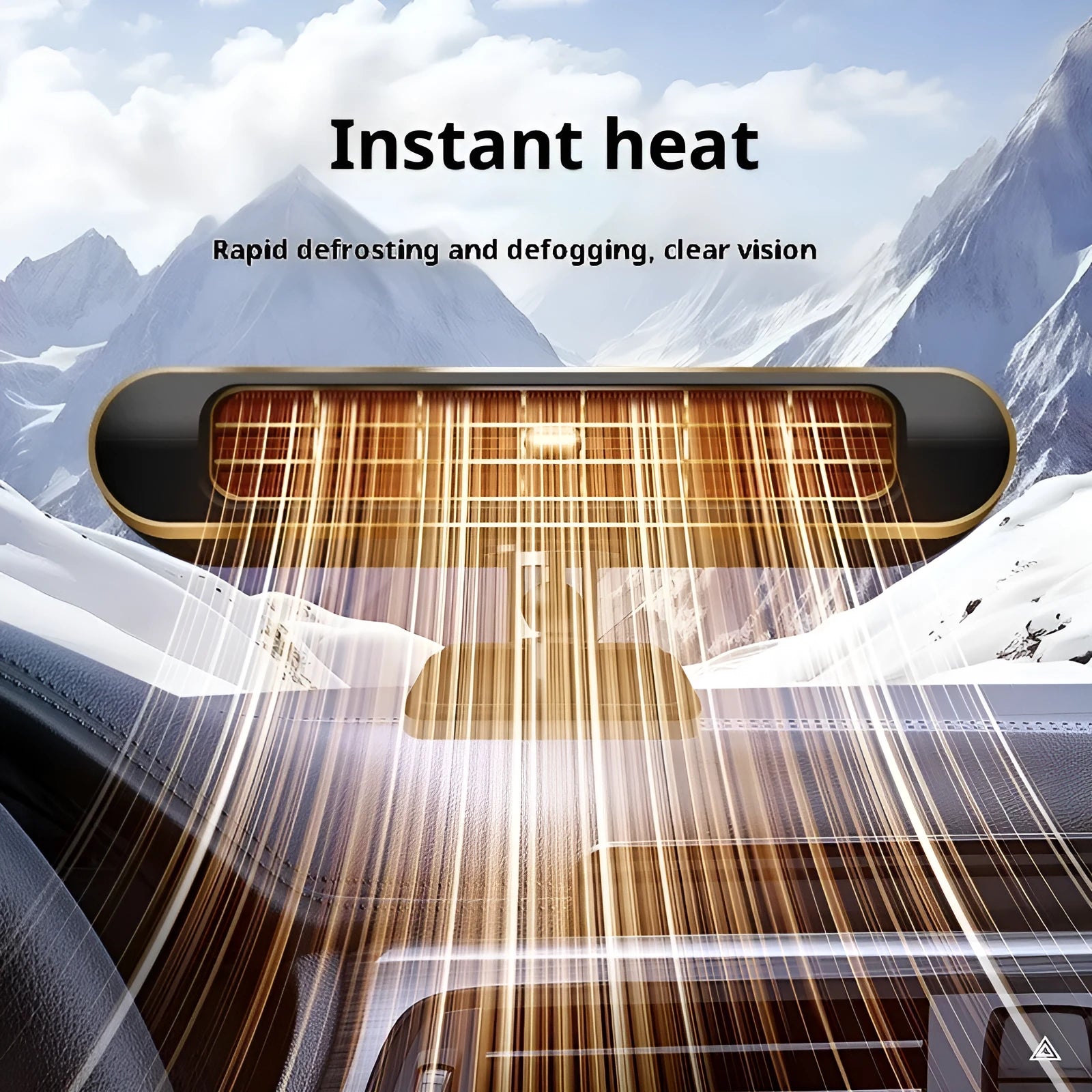 Black gold 120W car defogging defroster made of ABS material on a windscreen