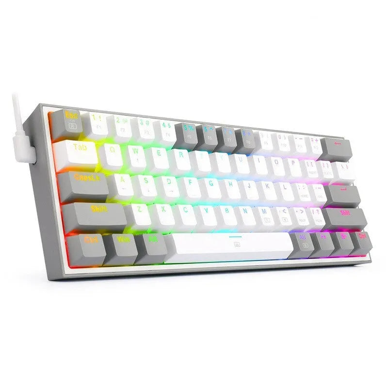 White pink mechanical keyboard with RGB backlighting and multimedia function keys