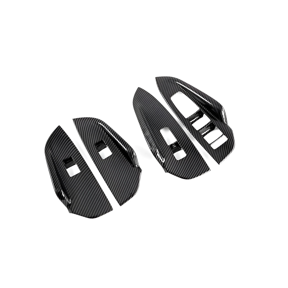 Kaiku four-piece ABS car panel set in carbon fibre colour for glass lifting button panel and inner armrest frame
