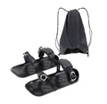 Green and black mini ski skates made from ABS plastic, nylon, and aluminium alloy on snow