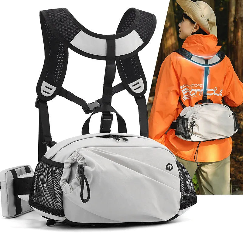 Unisex nylon waist bag and backpack hybrid in army green colour