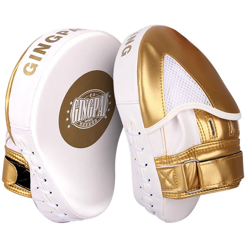 Vertical gold PU leather boxing baffle target for home training.