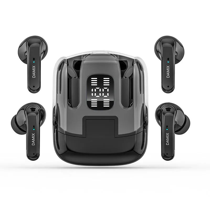 DX16 Couple Bluetooth Headset in Black with digital display and in-ear design