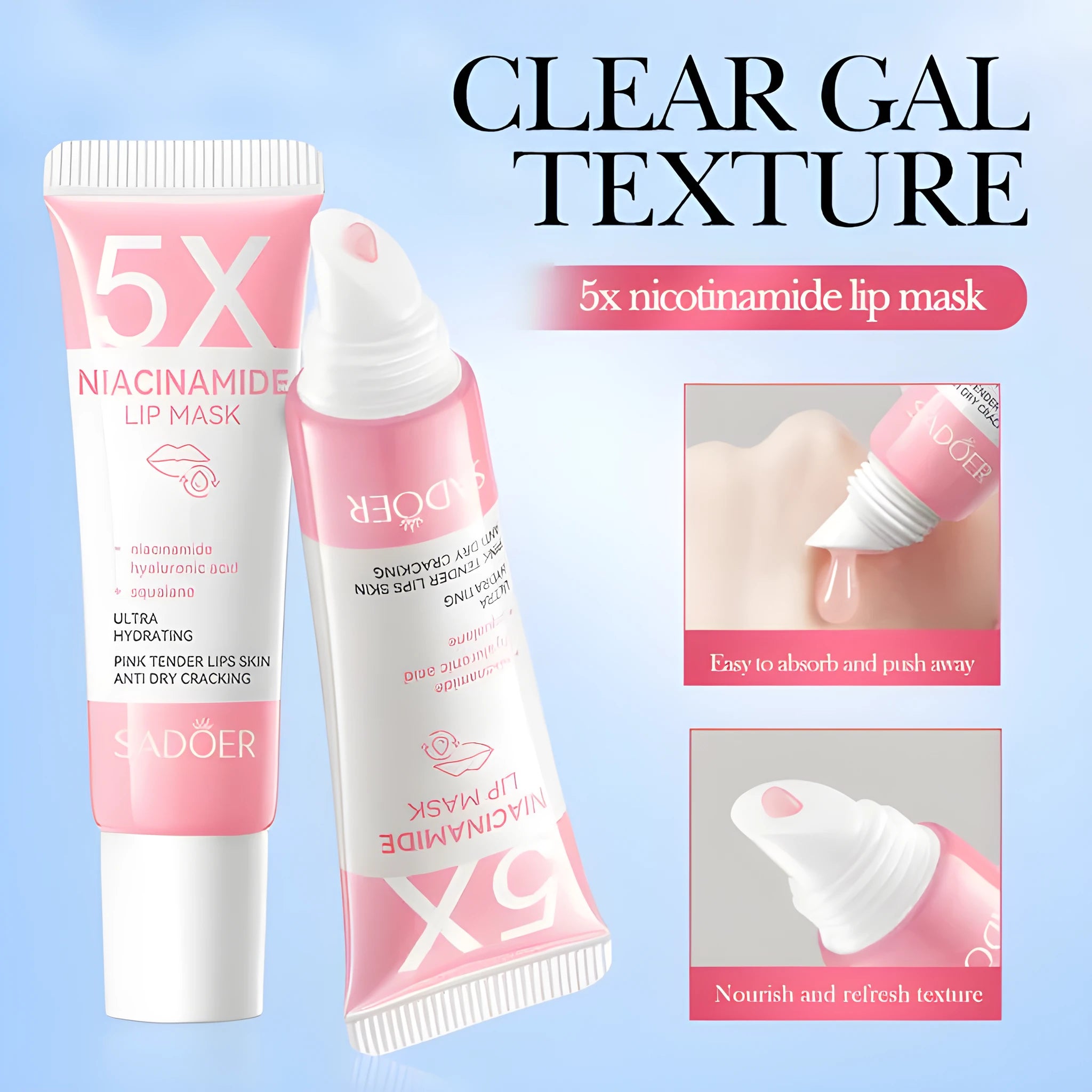 Ceramide nicotinamide vitamin C lip moisturising mask in 10g pot