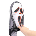 Halloween scary skull LED glowing screaming mask with white shell and ice blue light