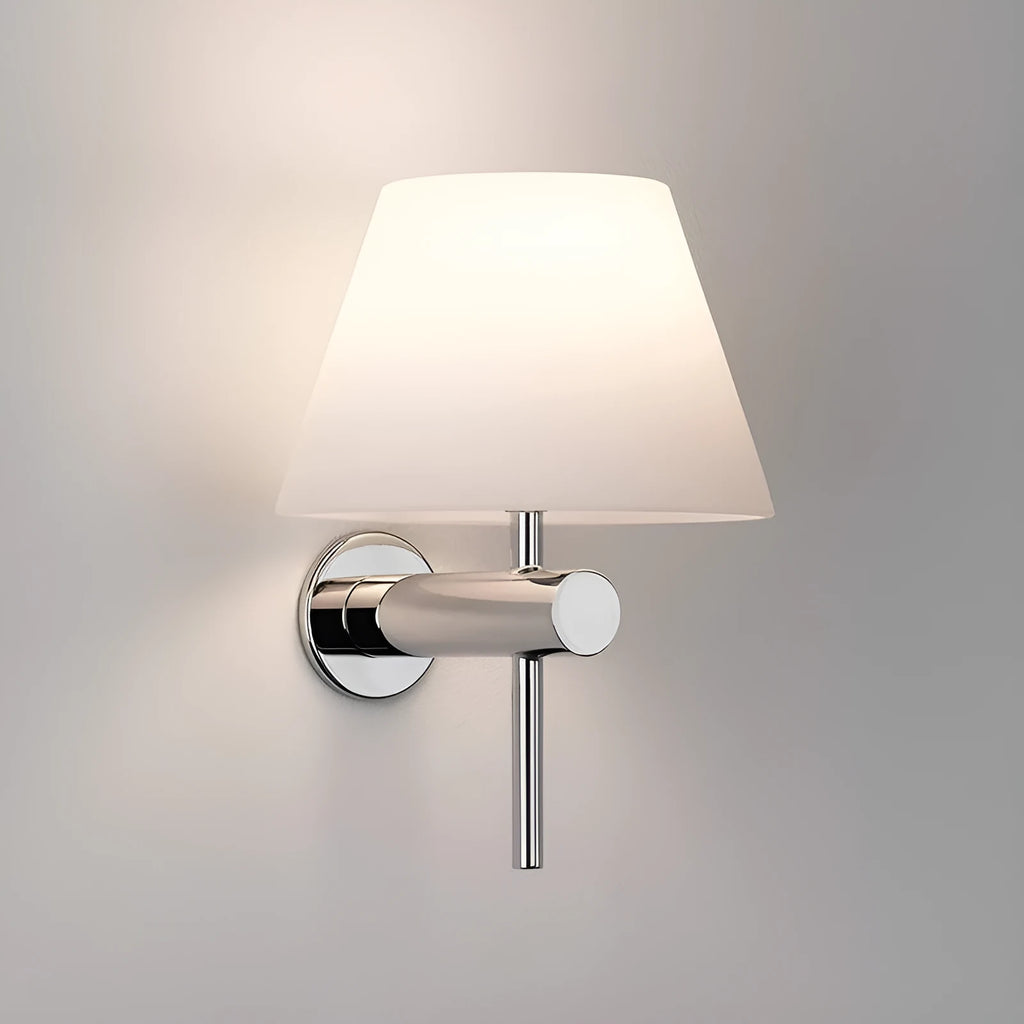 Modern minimalist fabric shade wall lamp in chrome or copper, 220V, wall-mounted bedside light without bulb