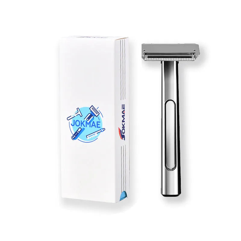 20T double-layer half-blade manual shaver with suspension head in bronze finish, next to a pack of 10 blades.