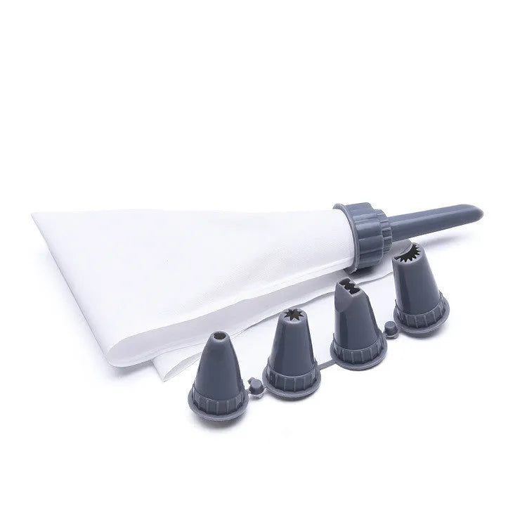 Five-piece cream mounted nozzle set with PP mounting gun and four nozzles in green