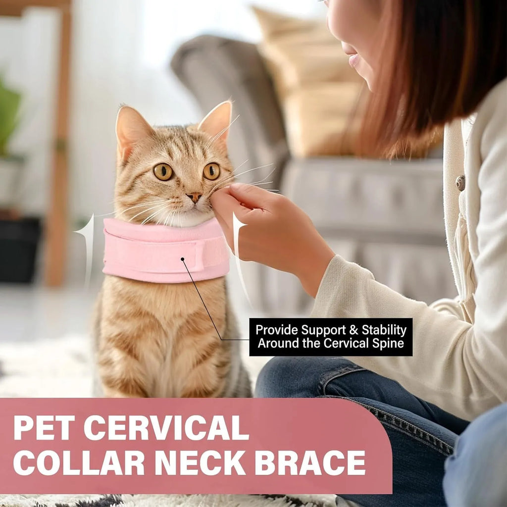 Soft grey recovery cone collar for cats and dogs with size measurement chart