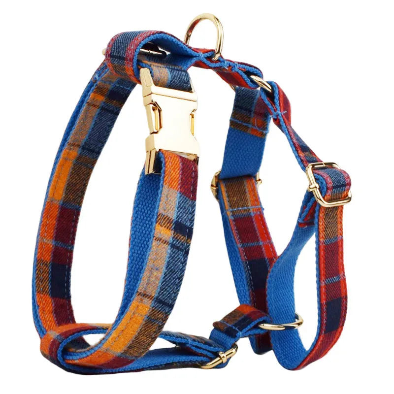 Cloth dog collar, leash, bow, and vest four-piece set in five sizes from XS to XL