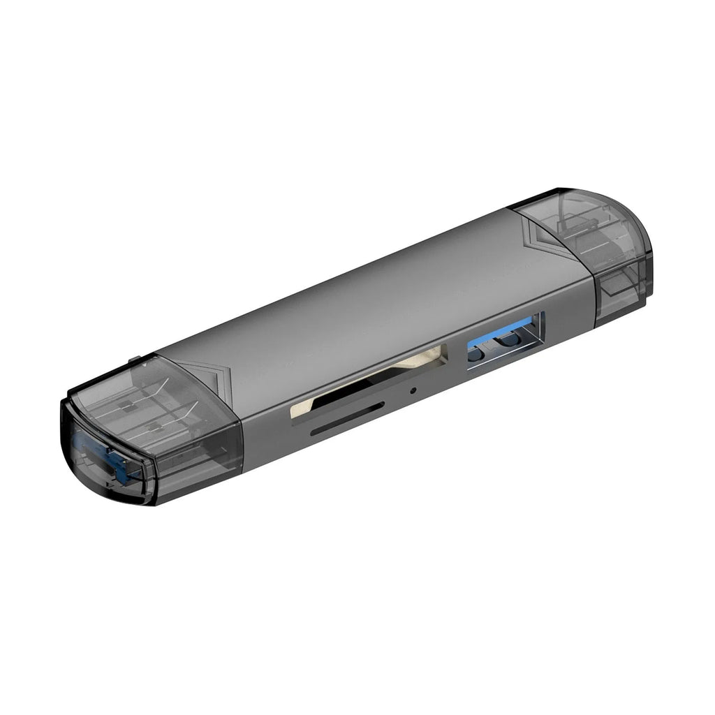 Grey aluminium alloy USB 3.0 multi-functional card reader with SD and TF slots