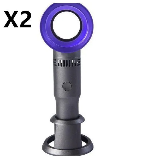 Portable bladeless fan with USB cable and base in assorted colours