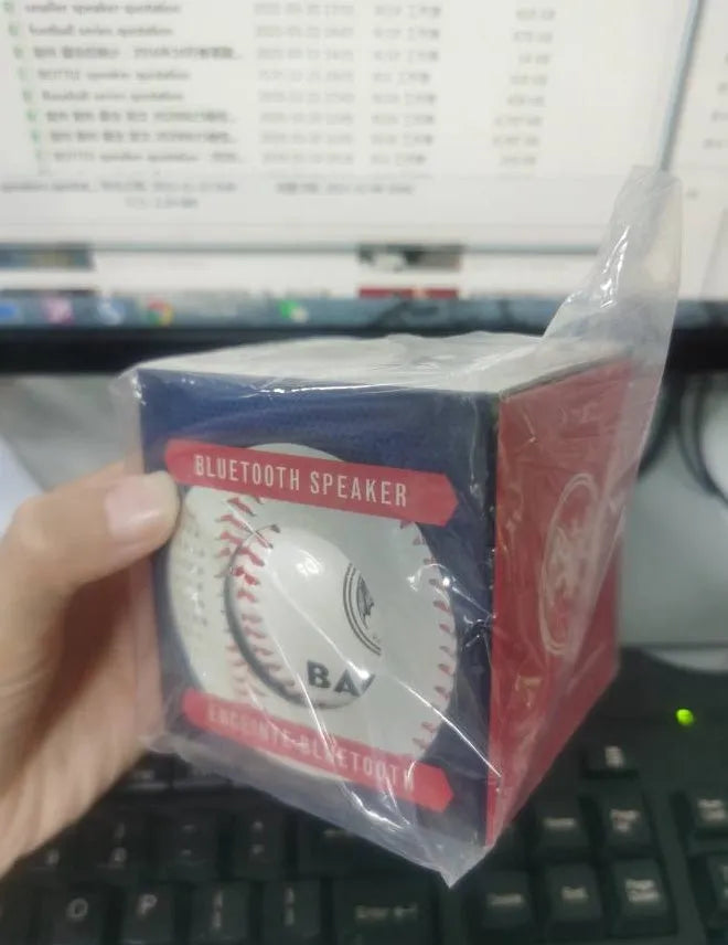 Baseball-styled Bluetooth wireless speaker in green colour with USB charging port