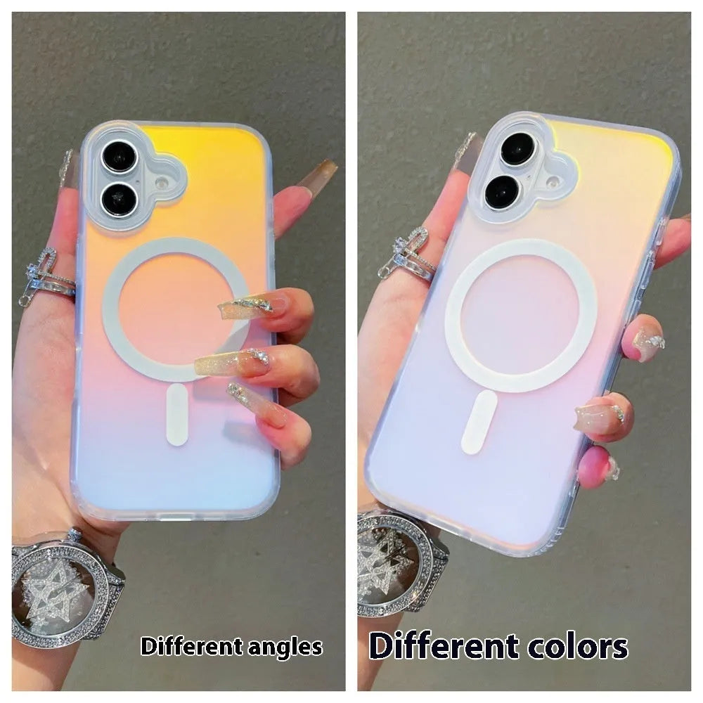 Laser gradient frosted magnetic phone case for iPhone 17 with TPU+PC construction