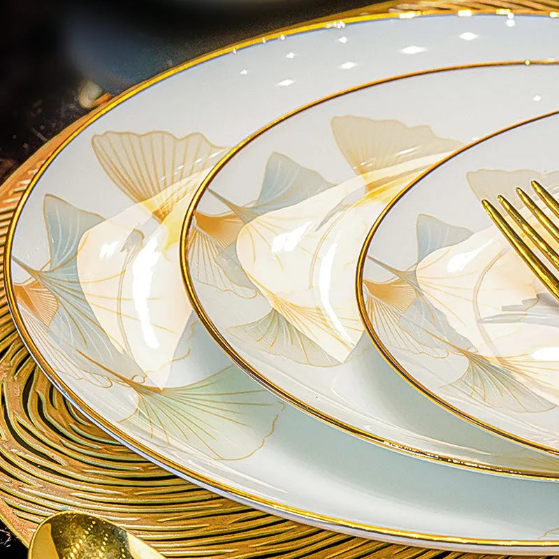 24-piece ceramic bowl and dish set with glazed colour map surface including soup bowls, rice bowls, spoons, and chopsticks