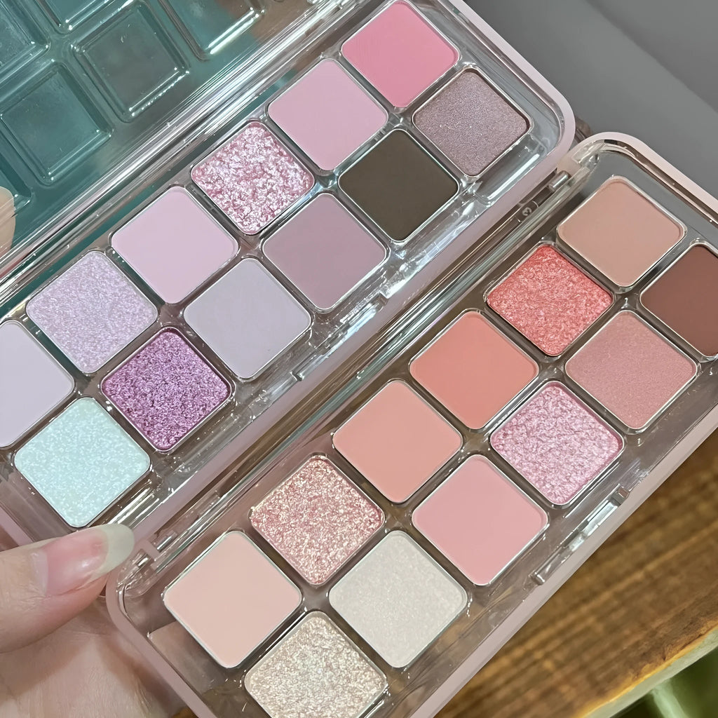 Creative home versatile 12 colour eye shadow plate showing peach apple and cherry plum options