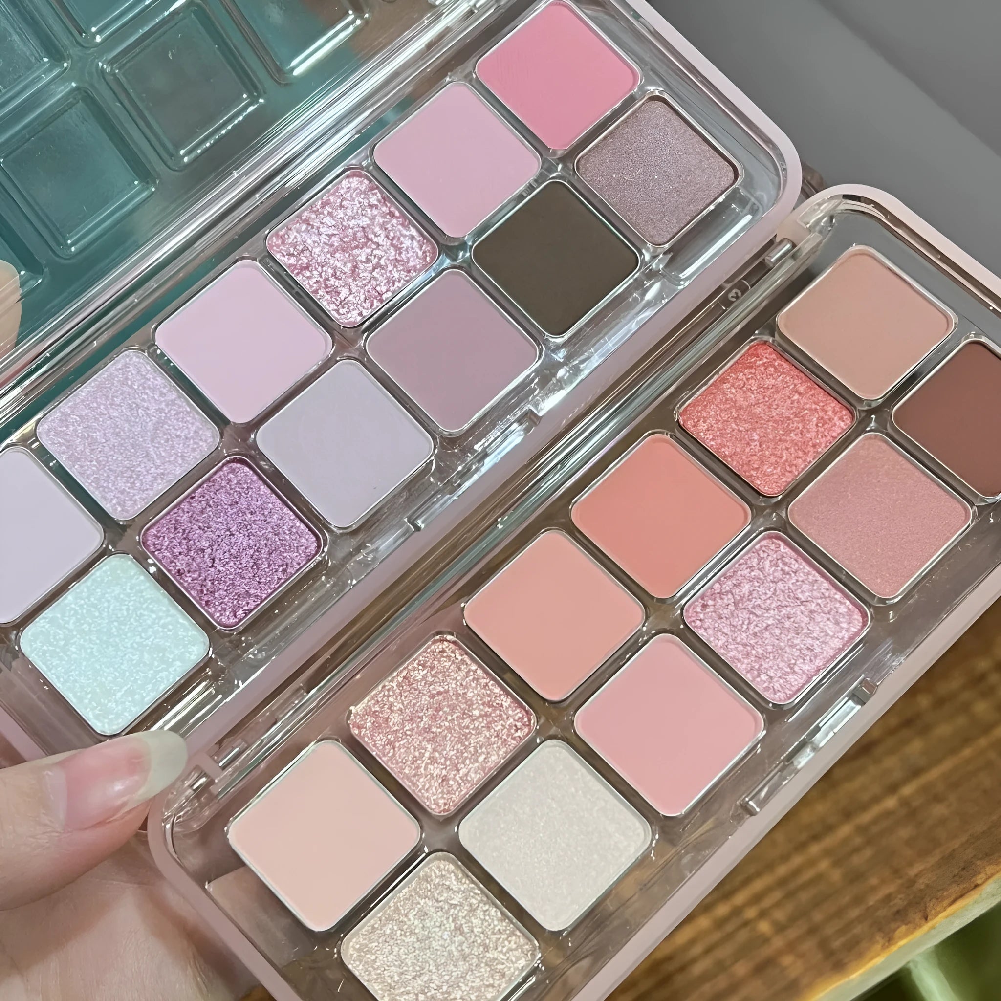 Creative home versatile 12 colour eye shadow plate showing peach apple and cherry plum options