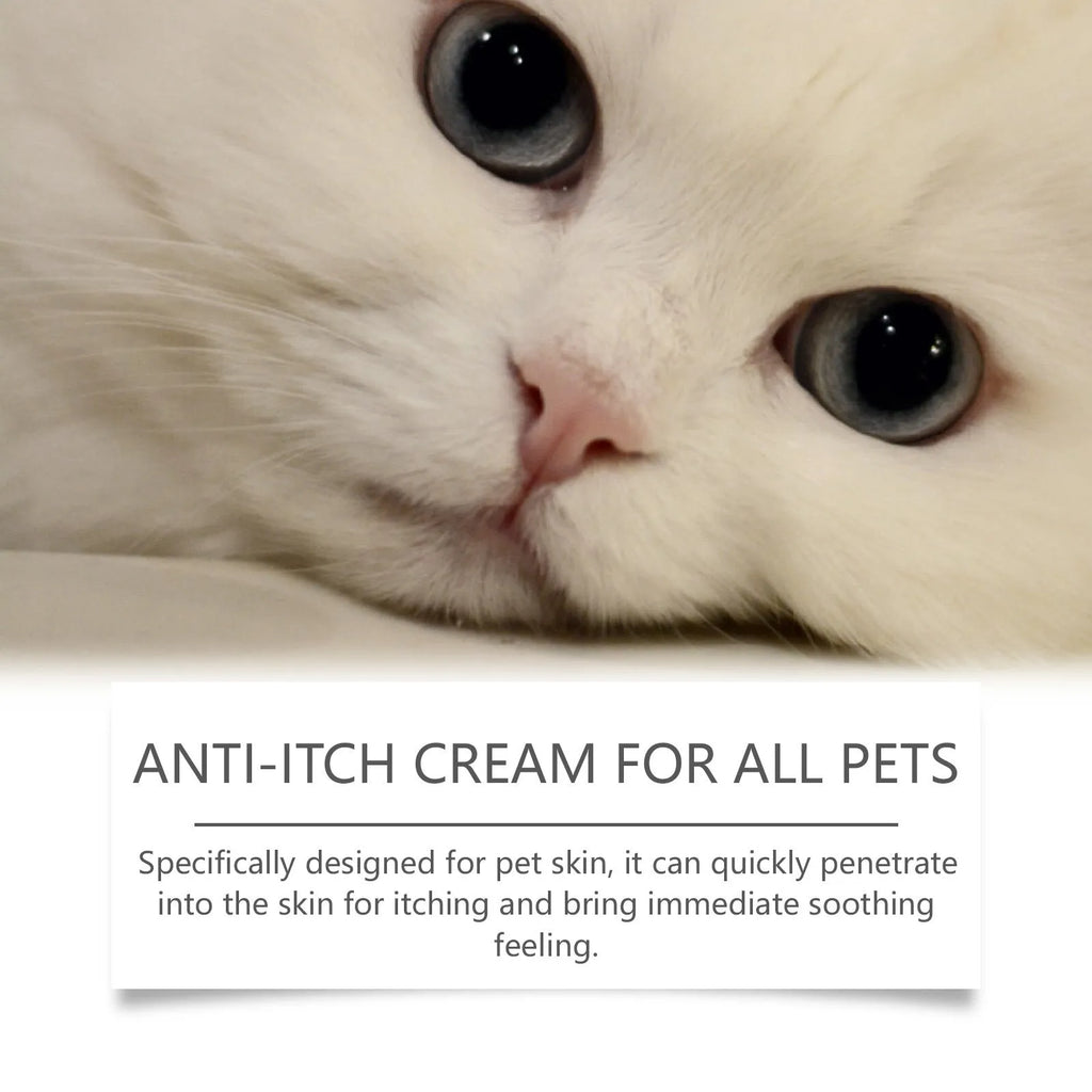 60g pot of natural pet itch relieving cream for cats and dogs with tea tree oil and aloe vera.