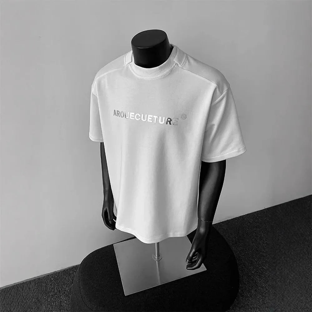 Men's cotton short sleeve t-shirt with letter print in loose fit pullover style