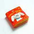 Red book plush pet toy for food searching and interactive enrichment featuring soft fabric