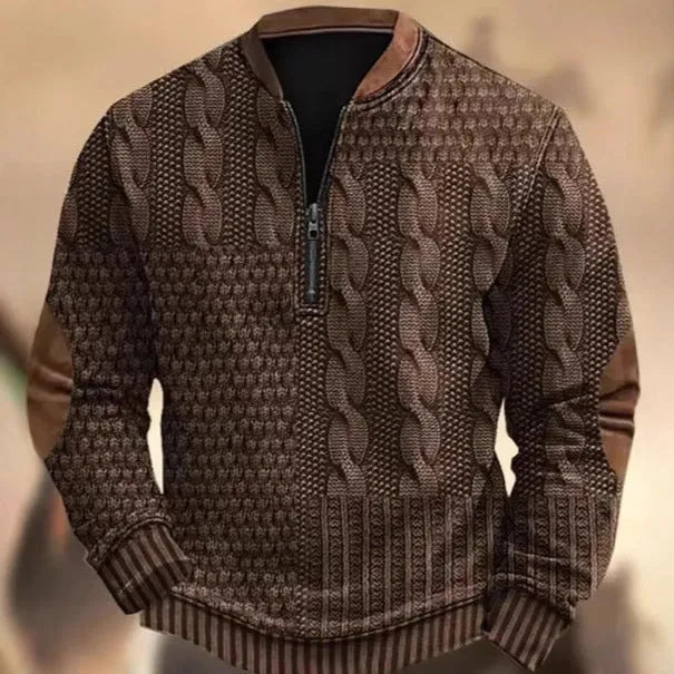Men's casual checkered printed half zip hoodie loose fit polyester cardigan street tide style