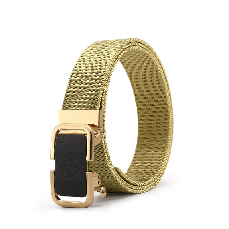 Toothless nylon canvas men's belt with alloy buckle in multiple colour options