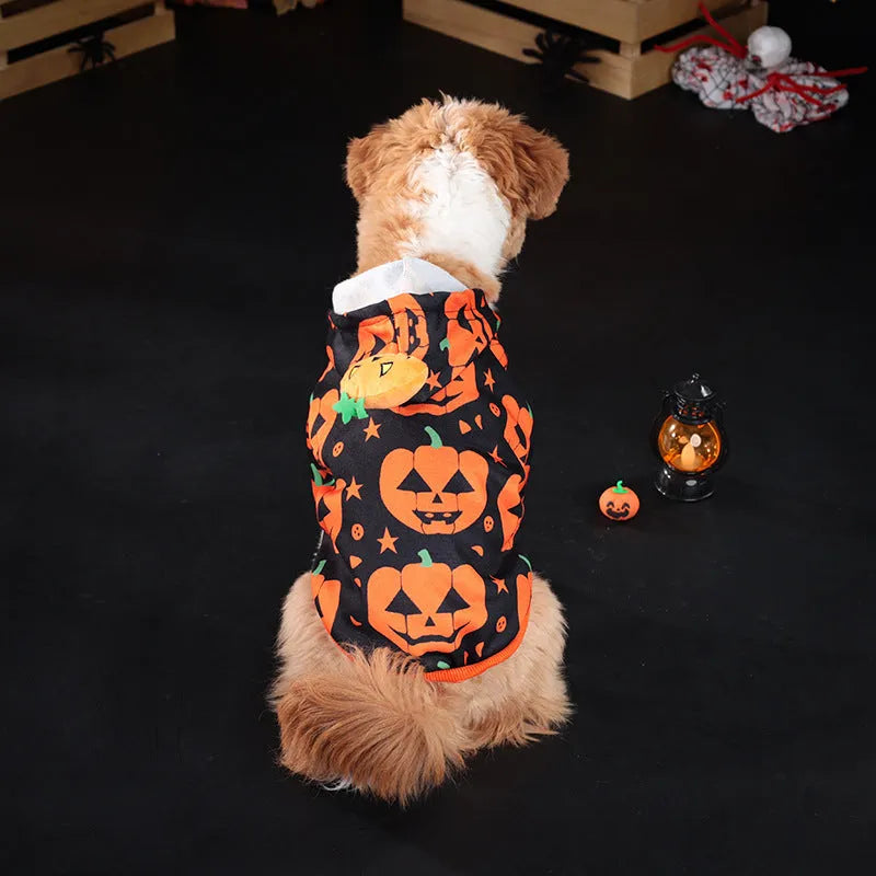 Wansheng orange polyester pumpkin sweater for dogs and cats in European American style