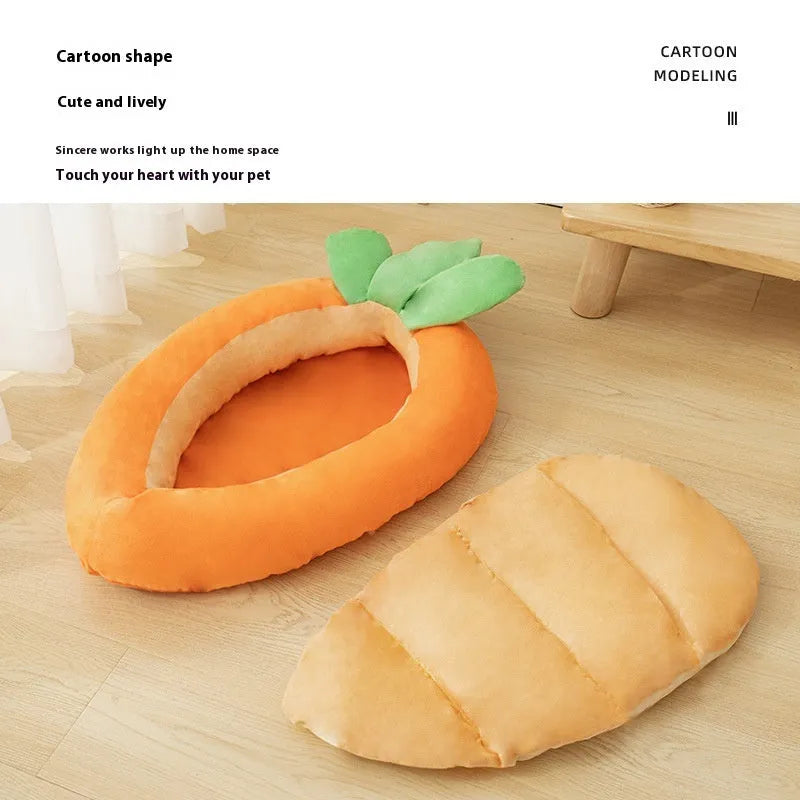 Carrot cartoon double-sided removable washable cat litter carpet in cloth material