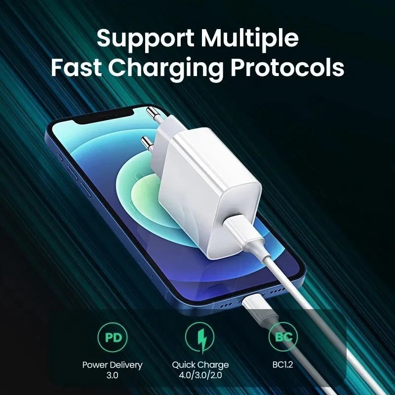 White 20W wall charger with a single Type-C port.
