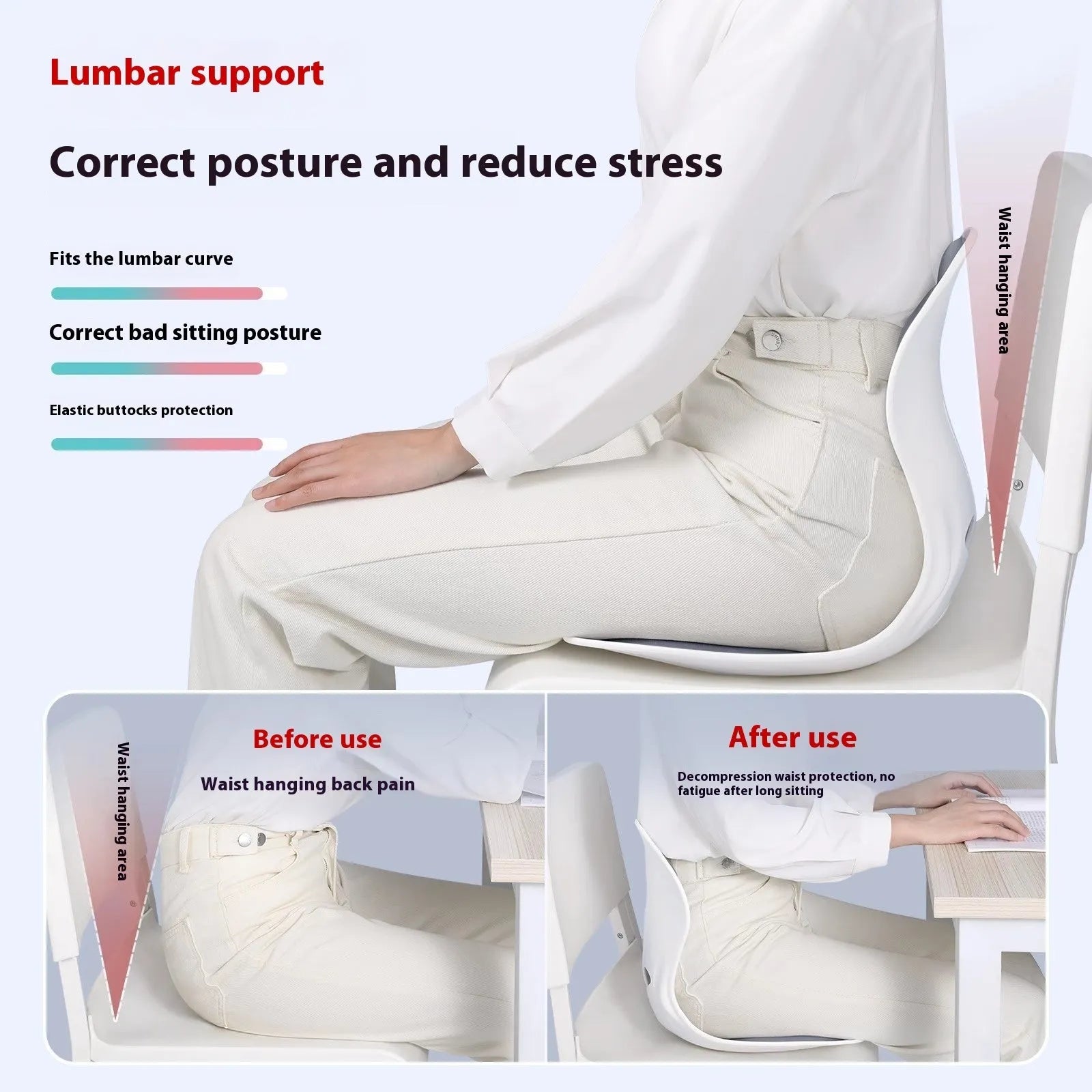 Japanese style lumbar support seat cushion in grey colour with solid pattern design